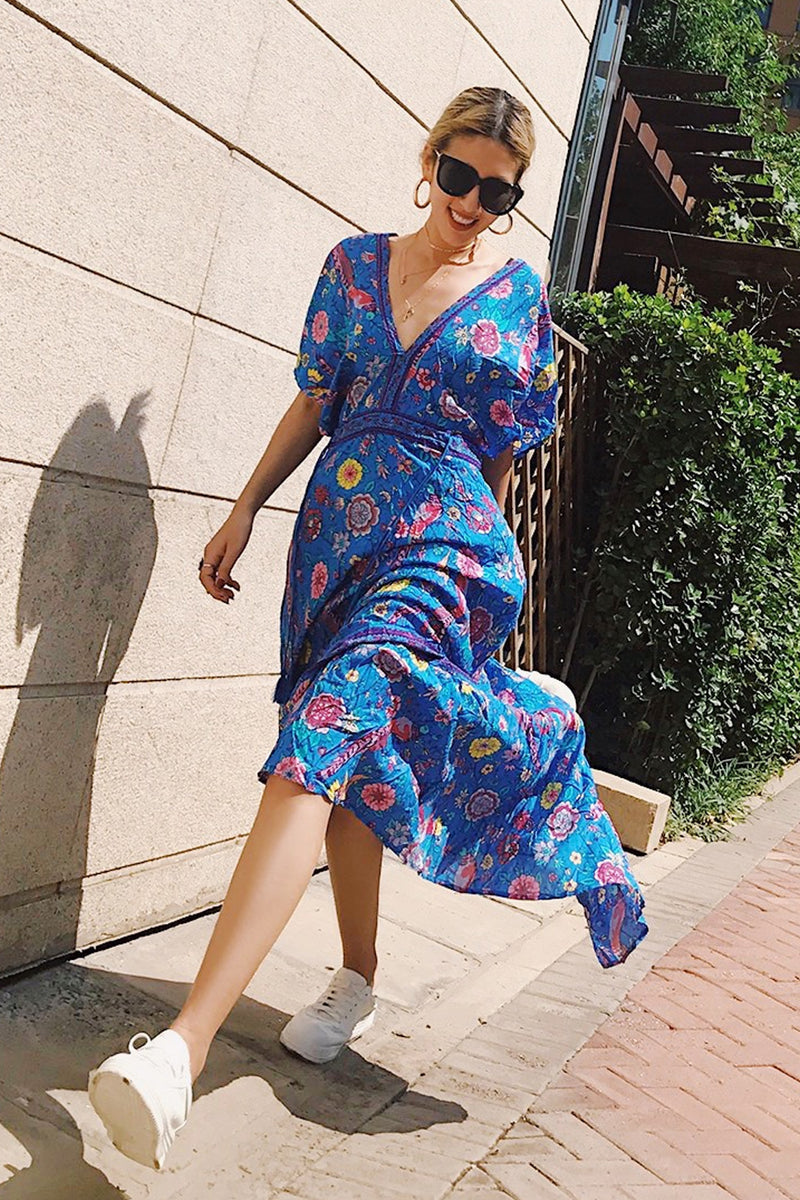 festival dresses boho Ema Handmade Hand Tiedye Cotton Maxi Festival Dress Boho One Plus size 2X, 3X