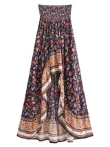 Boho Skirt, Hippie Skirts, Asymmetric Maxi Skirt, Indian Blue Floral