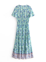 Boho Sundress – “Pink Calla” Lightweight Maxi Dress in Soft Blue Floral