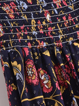 Boho Skirt, Hippie Skirts, Asymmetric Maxi Skirt, Indian Blue Floral