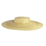Boho Sun Beach Hat - Wide Brim Straw Hat (15-18 cm) - Flat Top with Black Ribbon