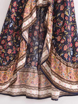 Boho Skirt, Hippie Skirts, Asymmetric Maxi Skirt, Indian Blue Floral