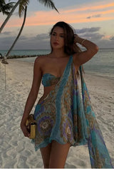 Boho Beach Dress - Backless Dress for Summer Vacation Vibes - Blue Island