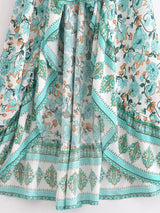 Boho Skirt, Hippie Skirts, Asymmetric Maxi Skirt, Indian Blue Floral