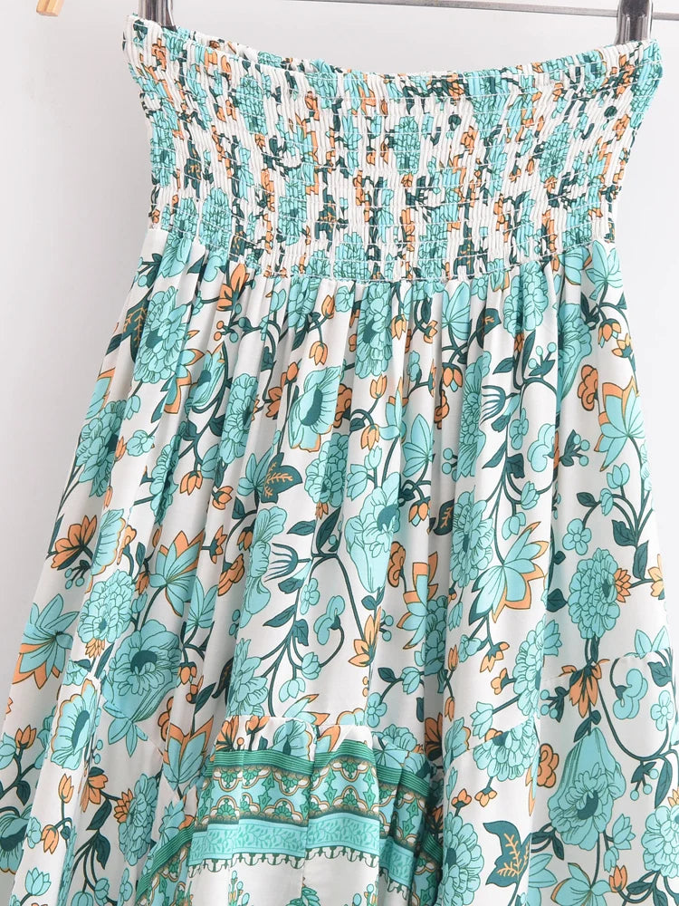 Boho Skirt, Hippie Skirts, Asymmetric Maxi Skirt, Indian Blue Floral