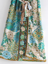 Boho Robe, Kimono Robe, Beach Cover up, Peacock in Gold Green