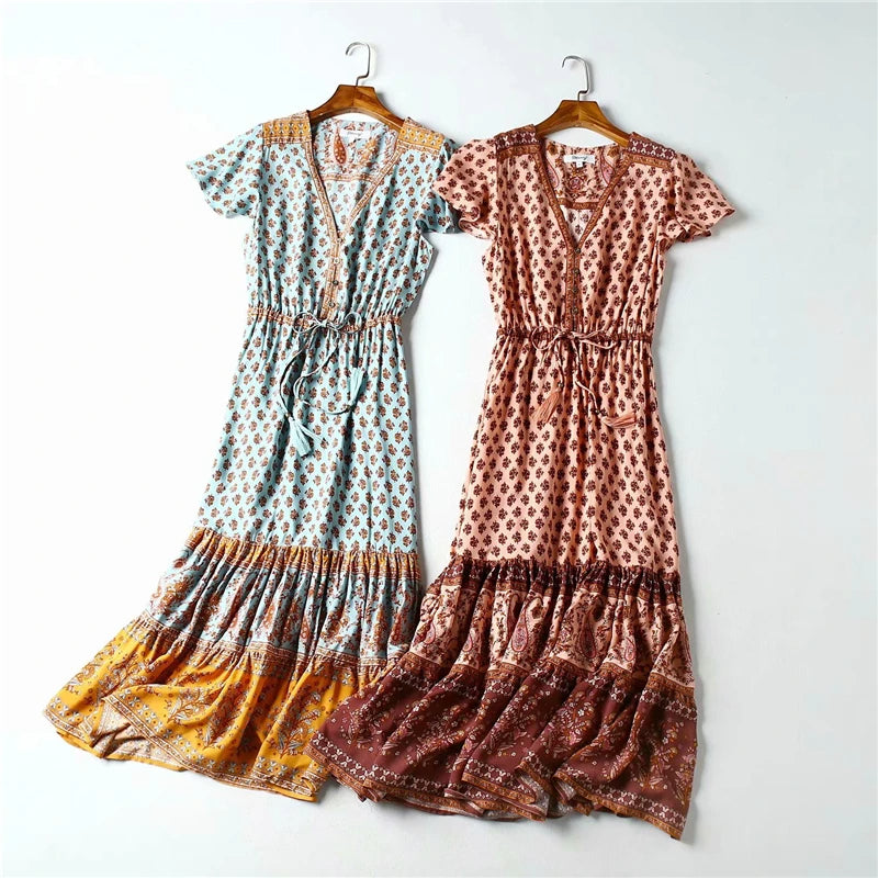 Bohemian Maxi Dress Terracotta Breeze Flowy Summer Dress in Mint a Wild Rose Boho Bohemian Maxi Dress Terracotta Breeze Flowy Summer Dress in Mint a Wild Rose Boho