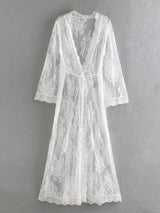 Boho Robe, Lace Gown Robe, Sexy Lingerie Robes, Sofia Robe in Black
