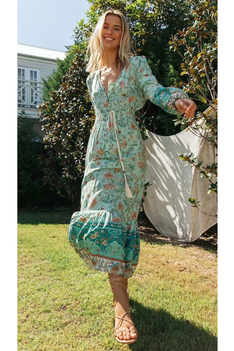 fancy boho maxi dresses Feeling Boho Tiered Maxi Dress S / sky blue