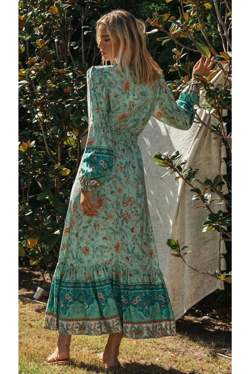 Boho Maxi Dress, Gown, Vacation in Pink and Saffron Wild Rose Boho Boho Maxi Dress, Gown, Vacation in Pink and Saffron Wild Rose Boho
