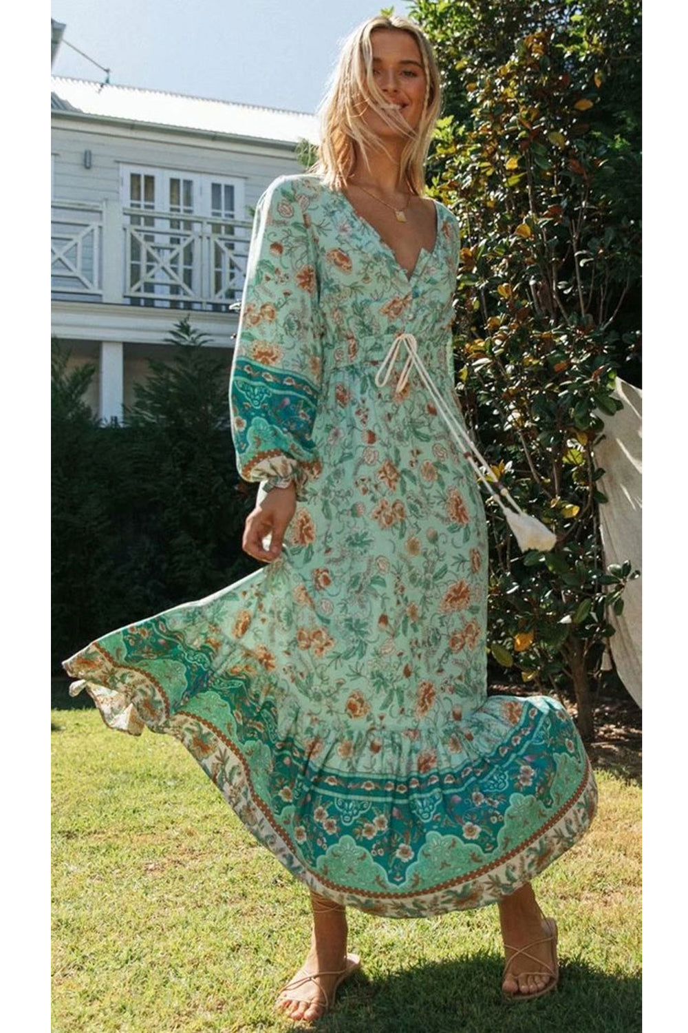 bohemian night dress Flamenco Boho Wrap Maxi Dress