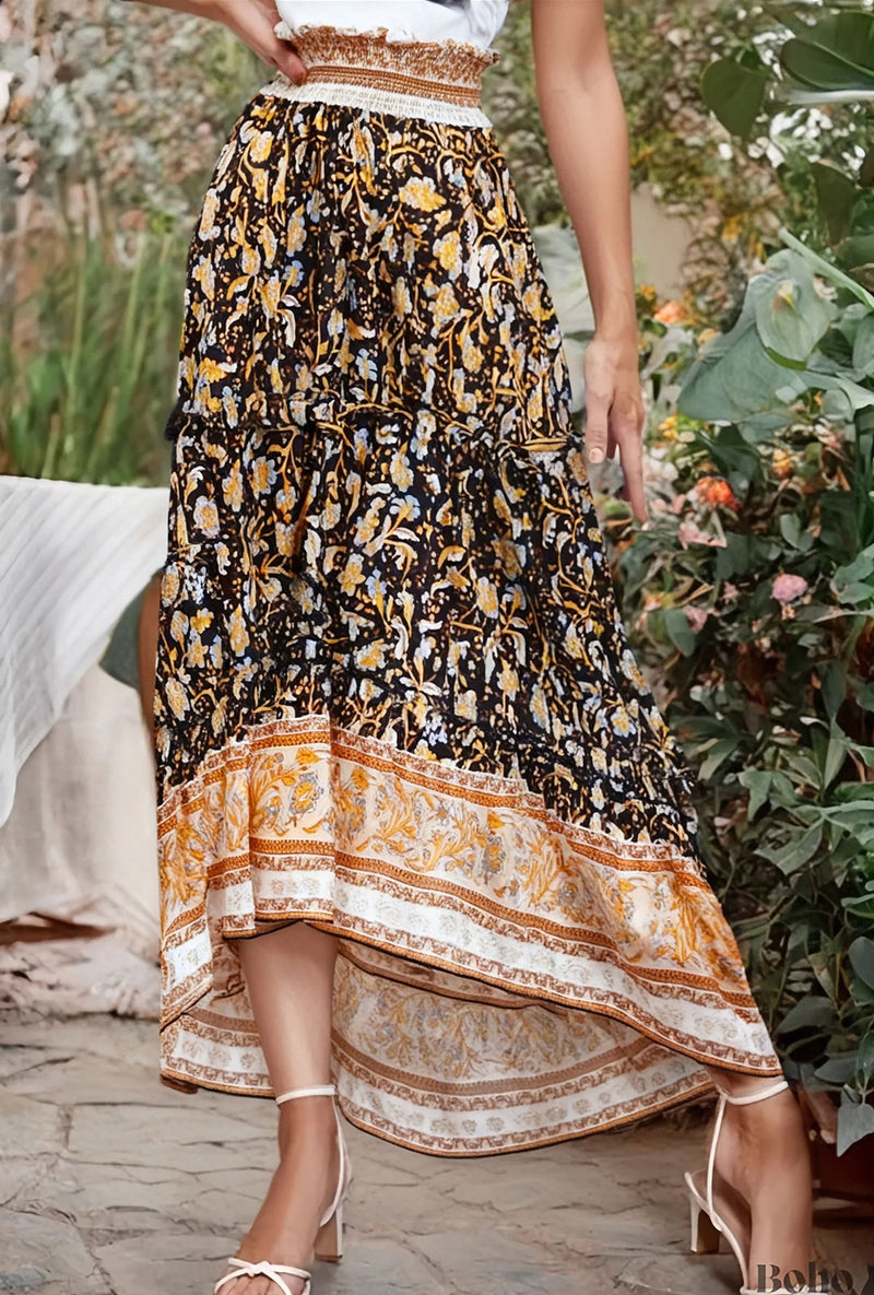 bohemian skirts and dresses Boho Maxi Skirt – “Aqua Bloom” 2-Way Floral Skirt & Dress in Teal and – Wild Rose Boho
