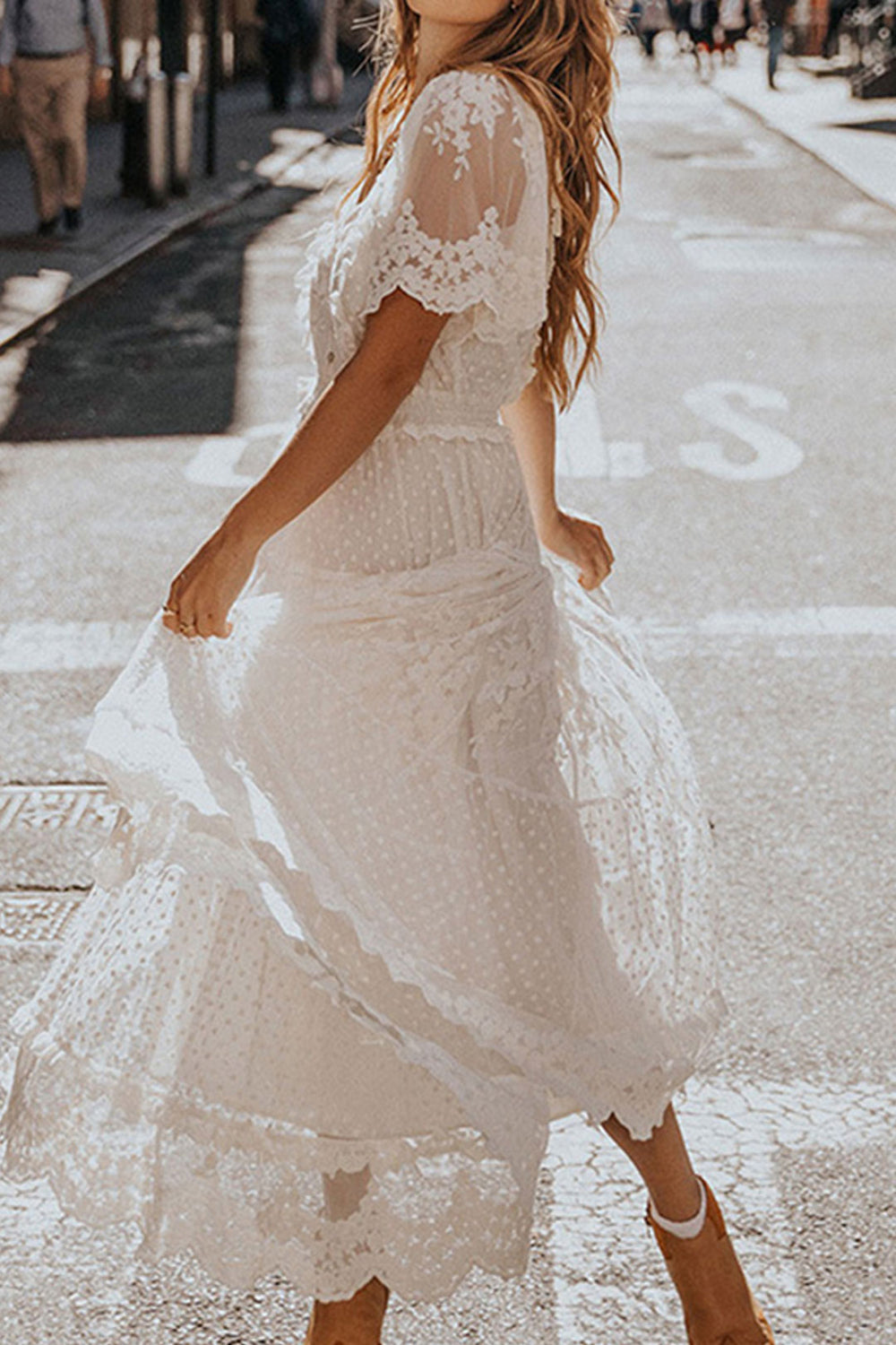 boho maxi dress white Maxi Dress - Boho Dress - Sundress - Lace Dress