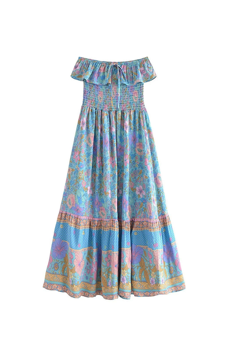 Boho Dress - Sundress - Smocked Dress Scilla Primrose in Pink and Blue