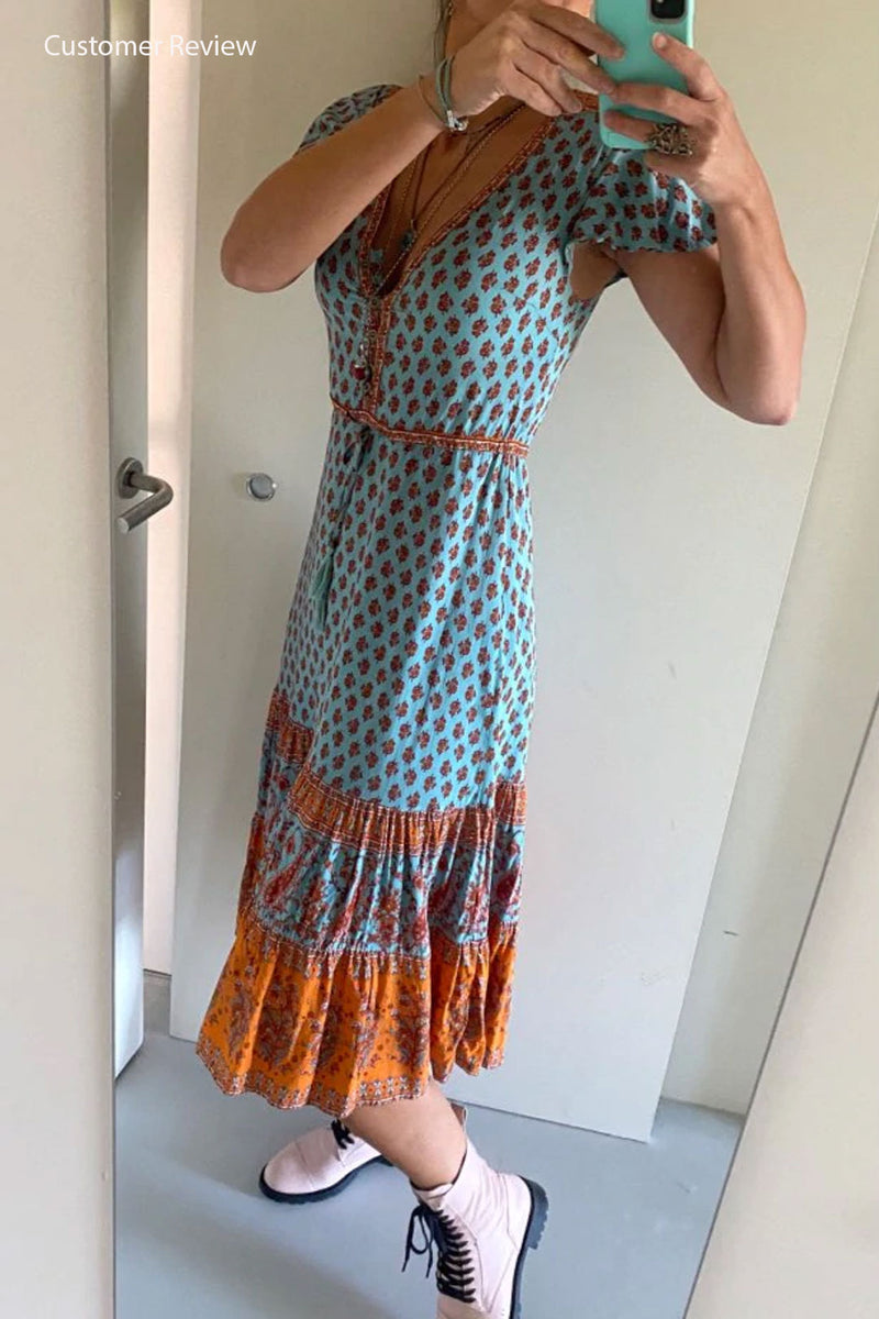 breezy bohemian maxi dress product info and reviews Boho Breeze Buttoned Maxi Dress