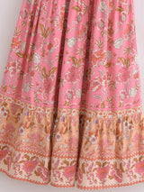 Boho Sundress – “Pink Calla” Lightweight Maxi Dress in Soft Blue Floral
