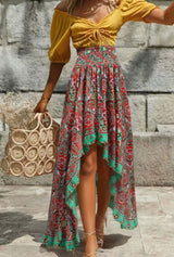 Boho Maxi Skirt – “Ocean Nomad” Paisley Print in Green & Turquoise