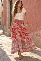 Everly Red floral maxi skirt, Wild Rose Boho original editorial cover