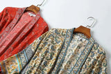 Boho Kimono Robe – “Desert Rosewood” Printed Lounge Cover-Up in Rust Red & Desert Rosewood