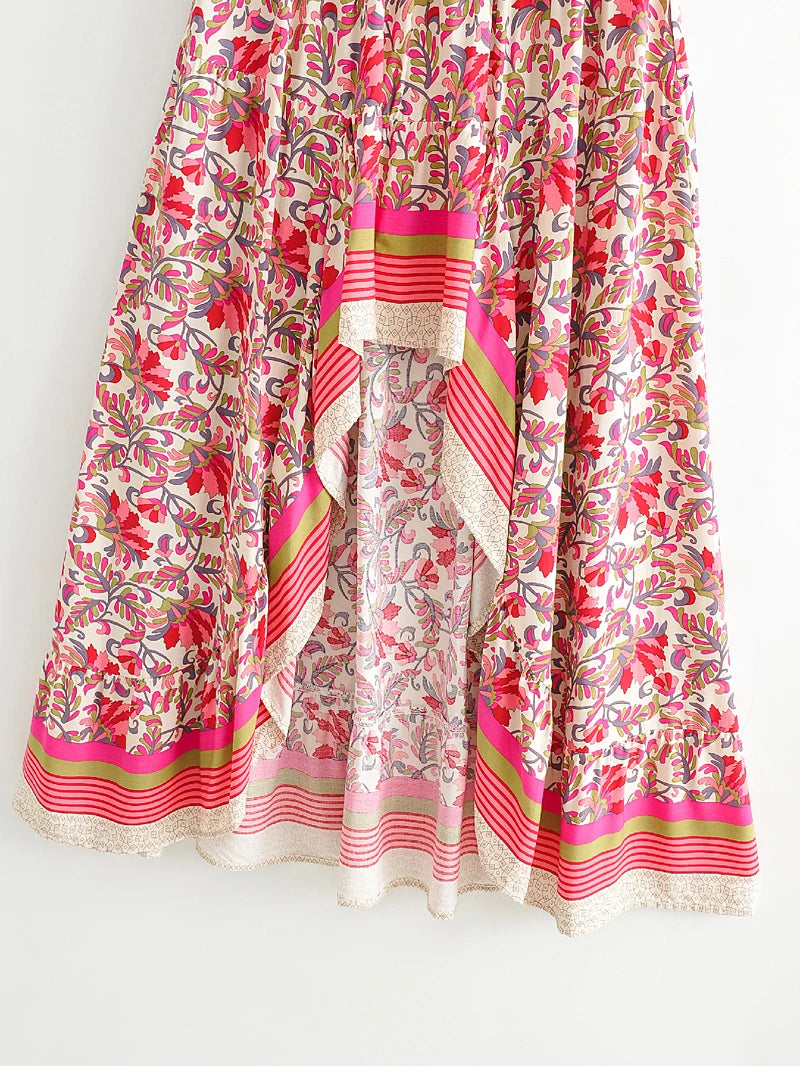 Boho Skirt, Hippie Skirts, Asymmetric Maxi Skirt, Indian Blue Floral