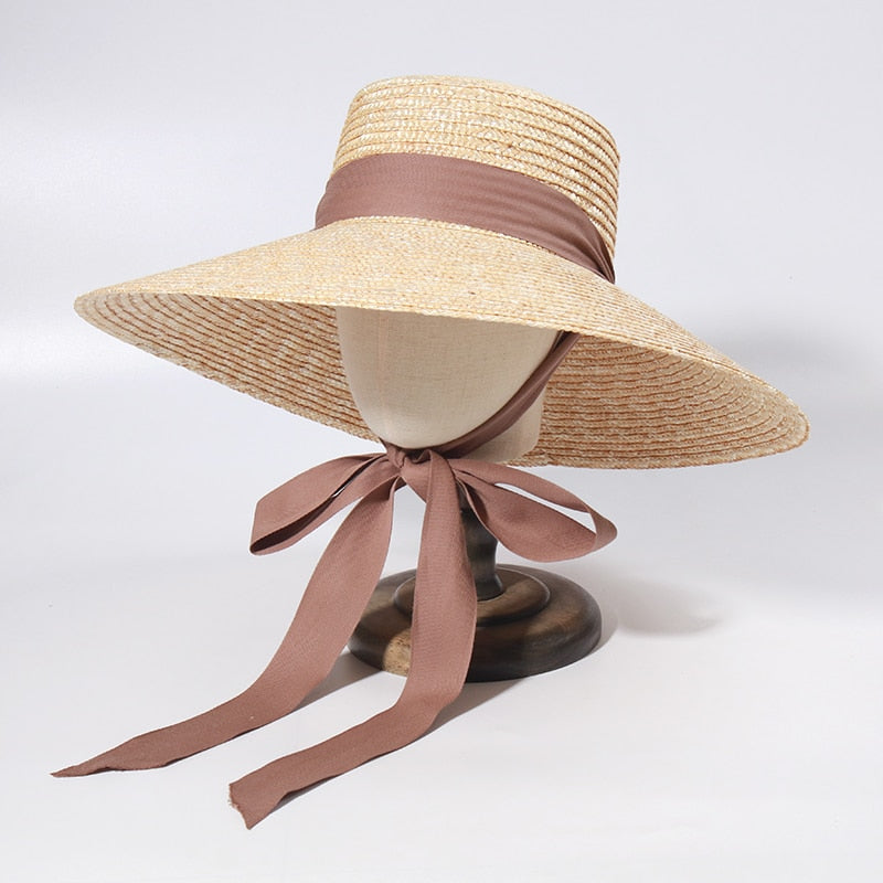 Wide Brim Beach Hats with Ribbon for Women - Sun Hats, Summer Brim