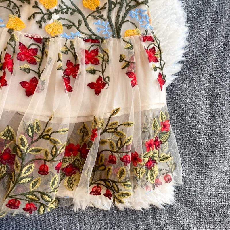 Boho Vintage Party Dress - Mini Dress Embroidered Arabella Rose in Whi Wild Rose Boho Boho Vintage Party Dress - Mini Dress Embroidered Arabella Rose in Whi Wild Rose Boho