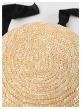 Boho Sun Beach Hat - French Style Lace-Up Wide Brim Straw Hat