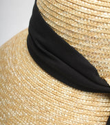 Boho Sun Beach Hat - Wide Brim Wheat Straw Hat with Black Ribbon