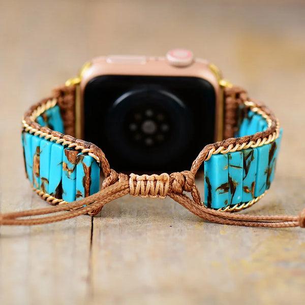 Boho Apple Watch Band - Casual Turquoises Beaded Wrist Bracelet Rope Strap