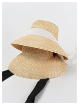 Boho Sun Beach Hat - French Style Lace-Up Wide Brim Straw Hat