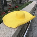 Boho Sun Beach Hat - 25cm Oversized Foldable Straw Hat