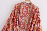 Bohemian Kimono Robe – “Gabriella”  Dusty Brown Short Cover-Up for Beach or Lounge