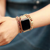 Boho Apple Watch Band - Jade Amazonite Beads Wrist Bracelet Rope Strap