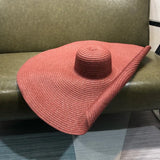 Boho Sun Beach Hat - 25cm Oversized Foldable Straw Hat
