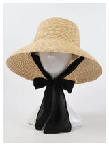 Boho Sun Beach Hat - French Style Lace-Up Wide Brim Straw Hat