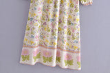 Bohemian Maxi Dress – “Buttercup Reverie” Pastel Floral Long Sleeve Boho Maxi Dress