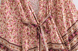 Boho Robe, Kimono Robe, Beach Cover up, Short Robe, Natalia Flower in Pink