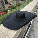 Boho Sun Beach Hat - 25cm Oversized Foldable Straw Hat