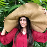 Boho Sun Beach Hat - 25cm Oversized Foldable Straw Hat