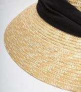 Boho Sun Beach Hat - Wide Brim Wheat Straw Hat with Black Ribbon