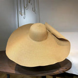 Boho Sun Beach Hat - 25cm Oversized Foldable Straw Hat