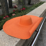 Boho Sun Beach Hat - 25cm Oversized Foldable Straw Hat