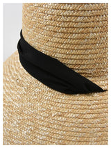 Boho Sun Beach Hat - French Style Lace-Up Wide Brim Straw Hat