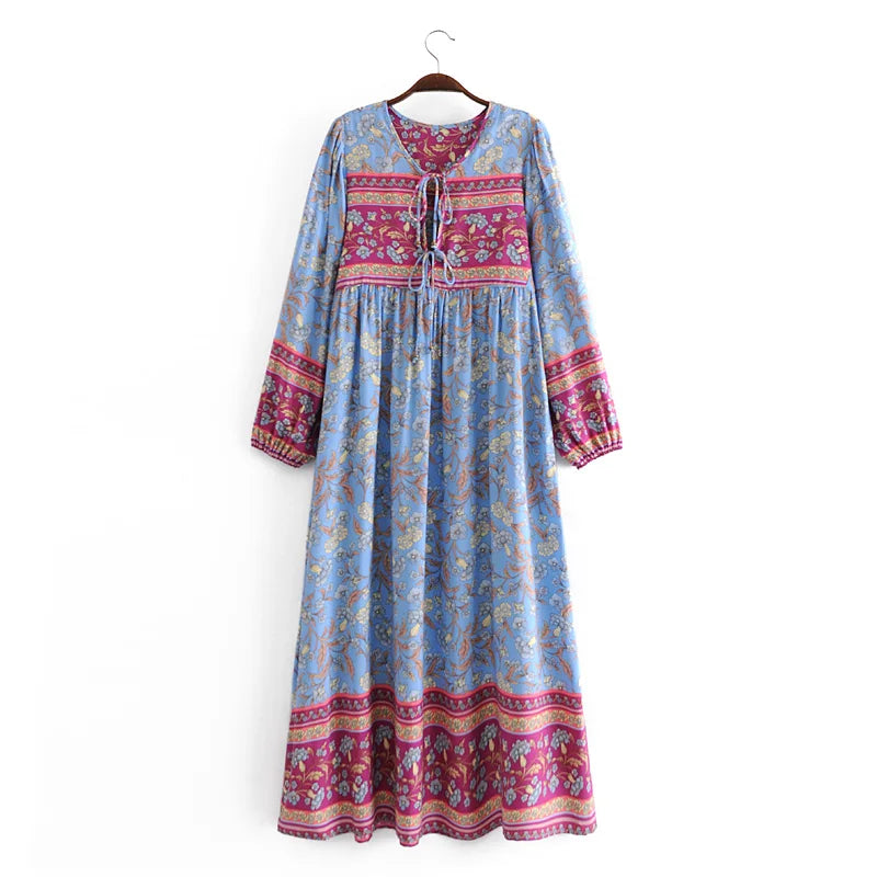 Boho Maxi Gown – “Wild Orchid” Loose Flowing Dress in Black