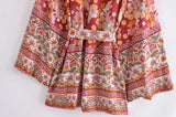 Bohemian Kimono Robe – “Gabriella”  Dusty Brown Short Cover-Up for Beach or Lounge