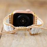 Boho Apple Watch Band - Casual White Turquoises Beaded Wrist Bracelet Rope Strap