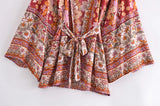 Bohemian Kimono Robe – “Gabriella”  Dusty Brown Short Cover-Up for Beach or Lounge
