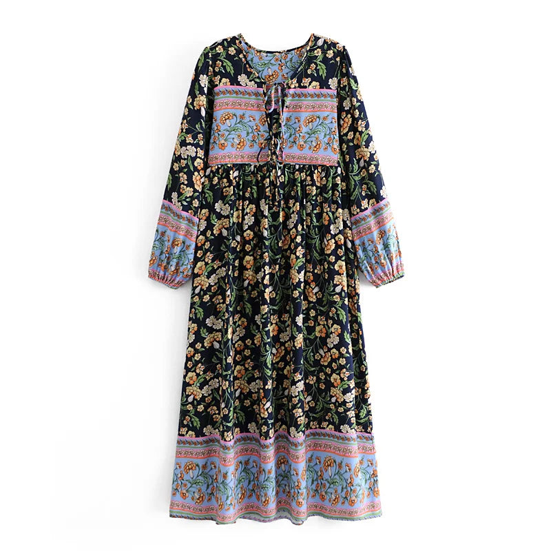 Boho Maxi Gown – “Wild Orchid” Loose Flowing Dress in Black
