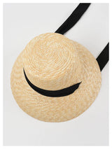 Boho Sun Beach Hat - French Style Lace-Up Wide Brim Straw Hat