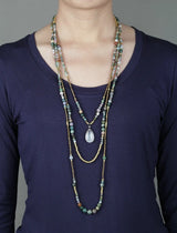 Boho Necklace - India Onyx Seed Beads Teardop Pendan Necklaces